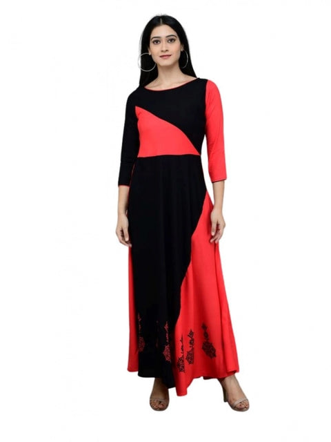 Generic Women's Casual Rayon 3-4th Sleeves Maxi Dress (Pink)
