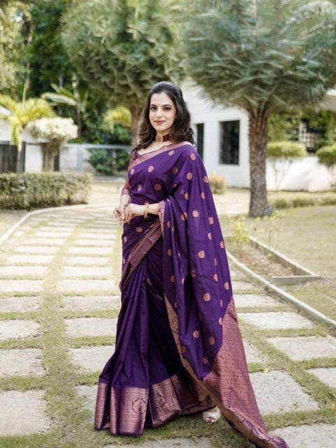 Women's Soft Lichi Silk Printed Saree With Unstitched Blouse 5.5Mtr (Blue)