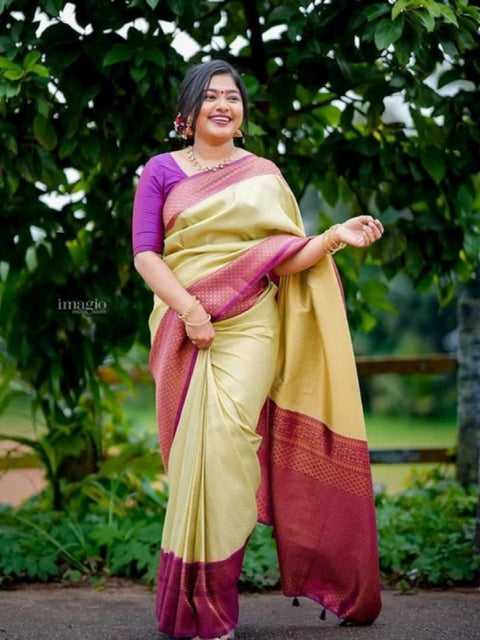 Women's Soft Lichi Silk Printed Saree With Unstitched Blouse 5.5Mtr (Light-Green)