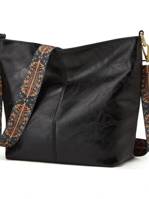 Generic Women's PU Leather Zipper Handbag (Black)