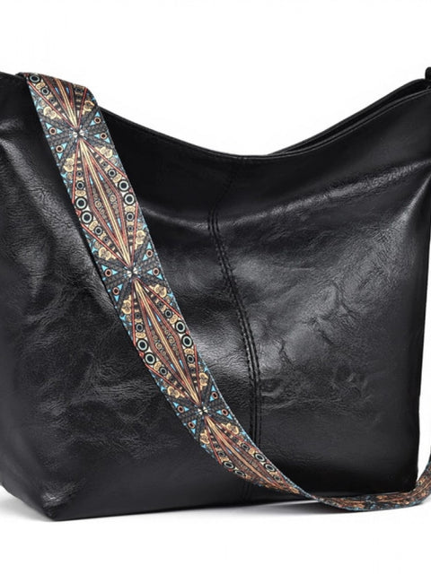 Generic Women's PU Leather Zipper Handbag (Black)
