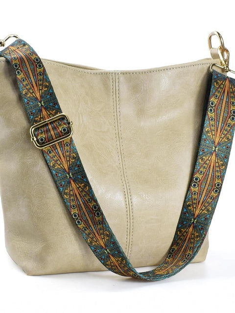 Generic Women's PU Leather Zipper Handbag (Beige)