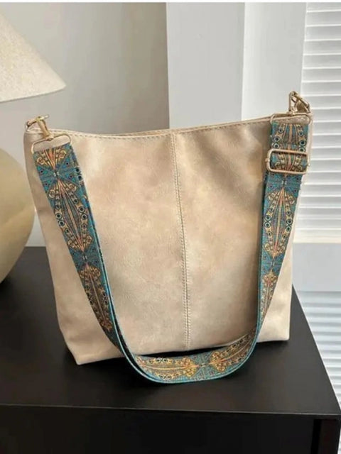 Generic Women's PU Leather Zipper Handbag (Beige)