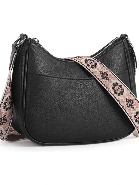 Generic Women's PU Leather Zipper Sling Bag (Black)
