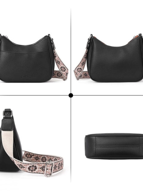 Generic Women's PU Leather Zipper Sling Bag (Black)