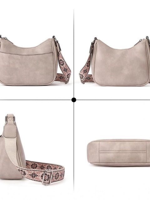 Generic Women's PU Leather Zipper Sling Bag (Beige)