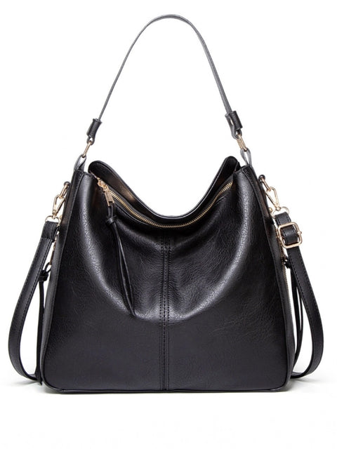 Generic Women's PU Leather Zipper Handbag (Black)