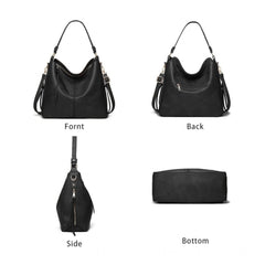 Generic Women's PU Leather Zipper Handbag (Black)