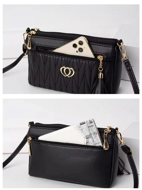 Generic Women's PU Leather Zipper Sling Bag (Black)