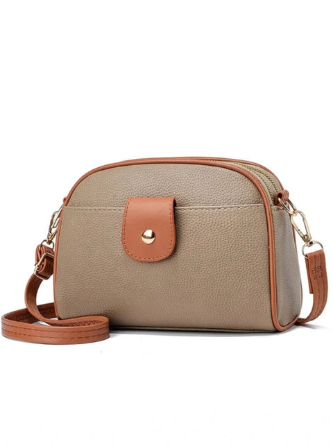 Generic Women's PU Leather Zipper Sling Bag (Khakhi)