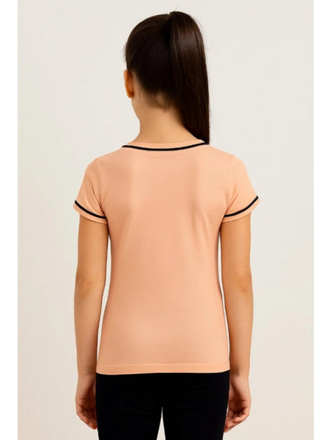 Generic Girl's Cotton Printeded Round Neck T-Shirt (Sandal Beach)
