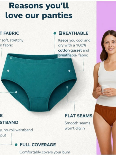 Generic Pack of_6 Women's Cotton Solid Hipster Panty (Multicolor)