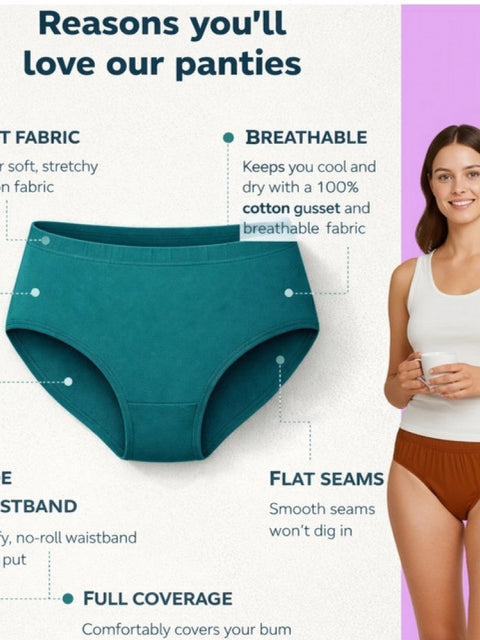 Generic Pack of_12 Women's Cotton Solid Hipster Panty (Multicolor)