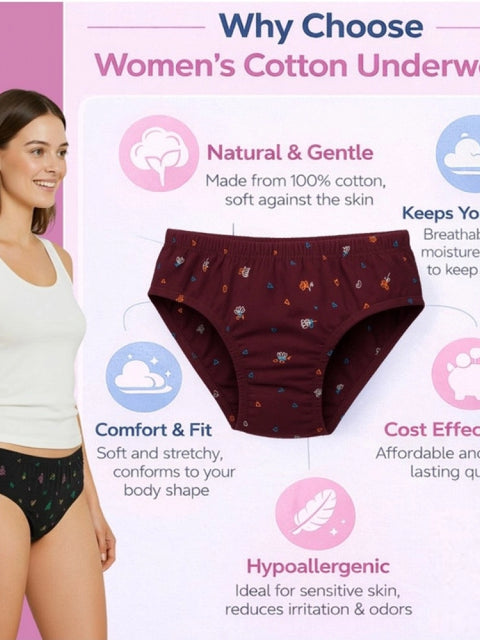 Generic Pack of_3 Women's Cotton Printed Hipster Panty (Multicolor)