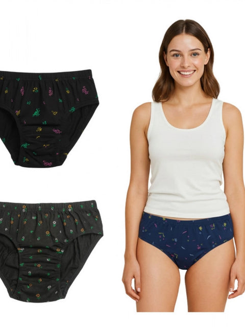 Generic Pack of_3 Women's Cotton Printed Hipster Panty (Multicolor)