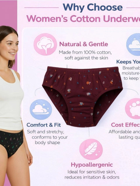 Generic Pack of_6 Women's Cotton Printed Hipster Panty (Multicolor)