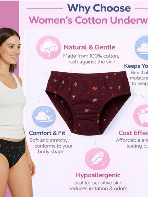 Generic Pack of_9 Women's Cotton Printed Hipster Panty (Multicolor)