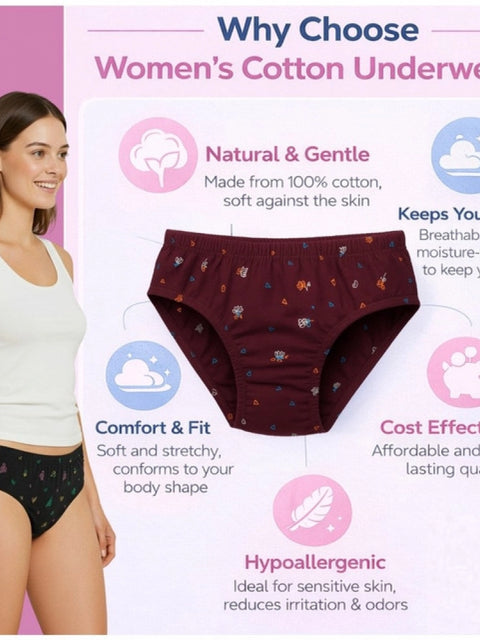 Generic Pack of_12 Women's Cotton Printed Hipster Panty (Multicolor)