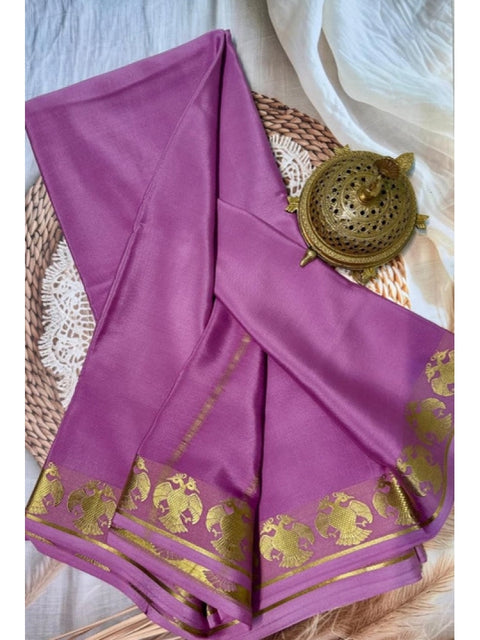 Women's Crepe Chit Pallu Solid Saree With Unstitched Blouse 5.5Mtr (Pink)
