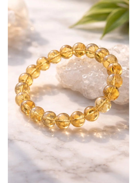 Natural Crystal 8mm Citrine Bracelet (Yellow)