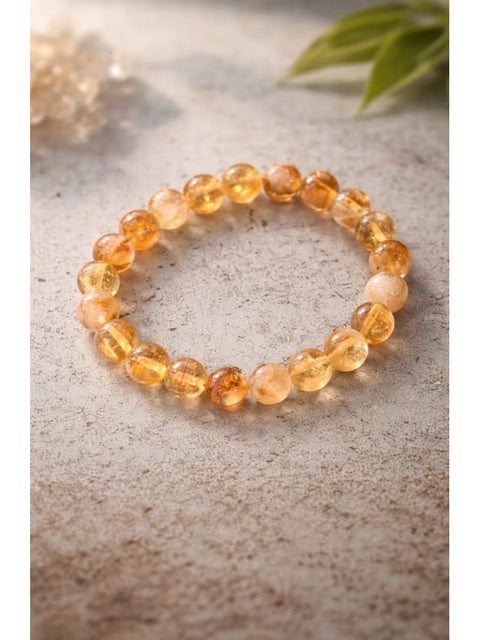 Natural Crystal 8mm Citrine Bracelet (Musterd Yellow)