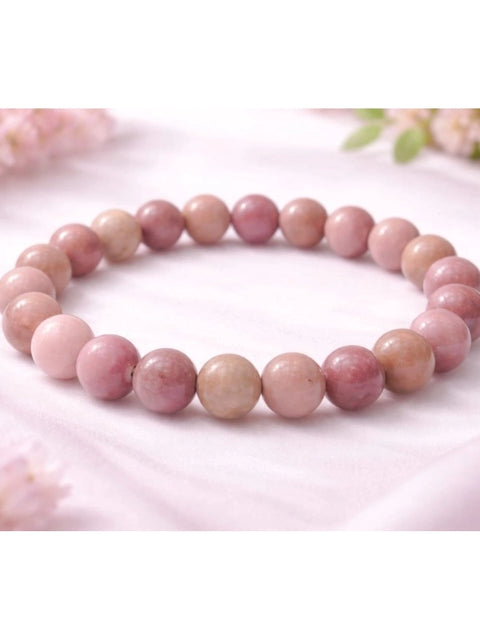 Natural Crystal 8mm Rhodonite Bracelet (Light Purple)