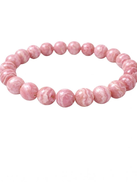 Natural Crystal 8mm Rhodochrosite Bracelet (Pink)