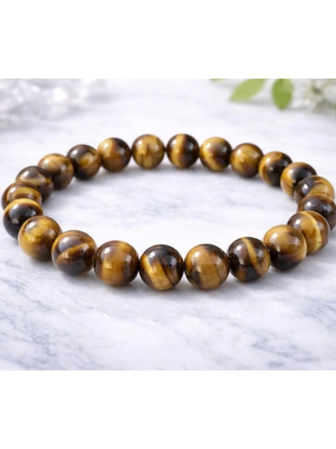 Natural Crystal 8mm Tiger Eye Bracelet  (Brown)