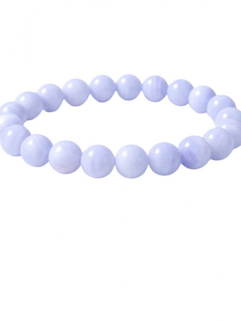 Natural Crystal 8mm Bluelace Agate Bracelet (Light Blue)