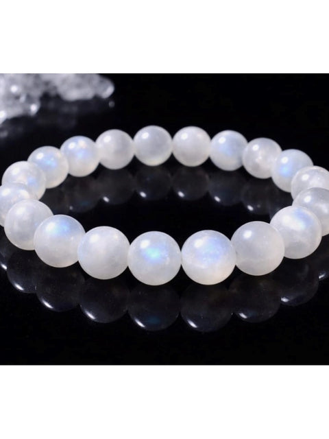 Natural Crystal 8mm Moonstone Bracelet (White)