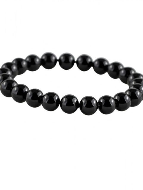Natural Crystal 8mm Black Tourmaline Bracelet (Black)