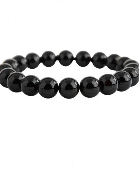 Natural Crystal 8mm Black Obsidian Bracelet (Black)