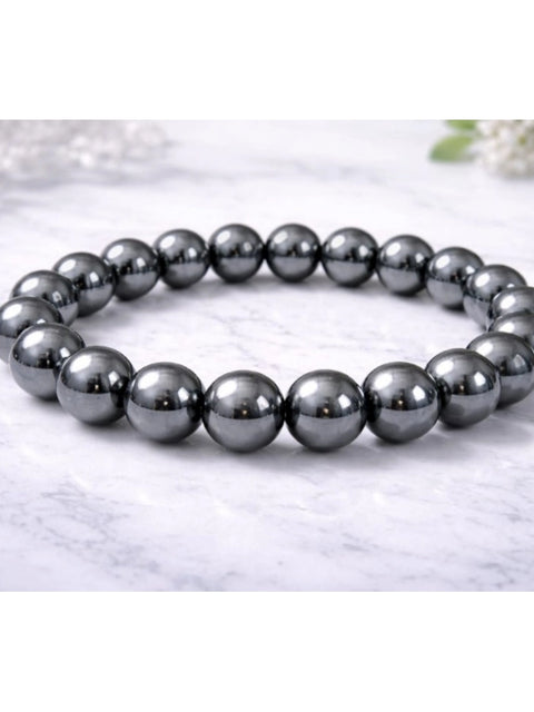 Natural Crystal 8mm Hematite Bracelet (Grey)