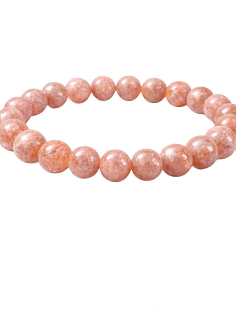 Natural Crystal 8mm Sunstone Bracelet (Orange)