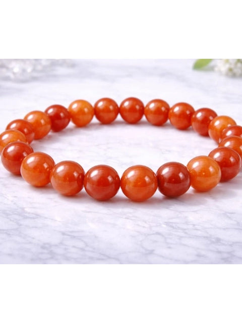 Natural Crystal 8mm Carnelian Bracelet (Red)