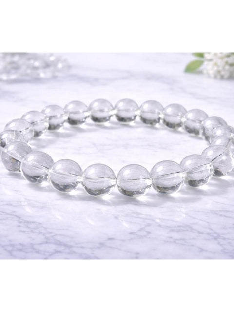 Natural Crystal 8mm Clear Quartz Bracelet (White)
