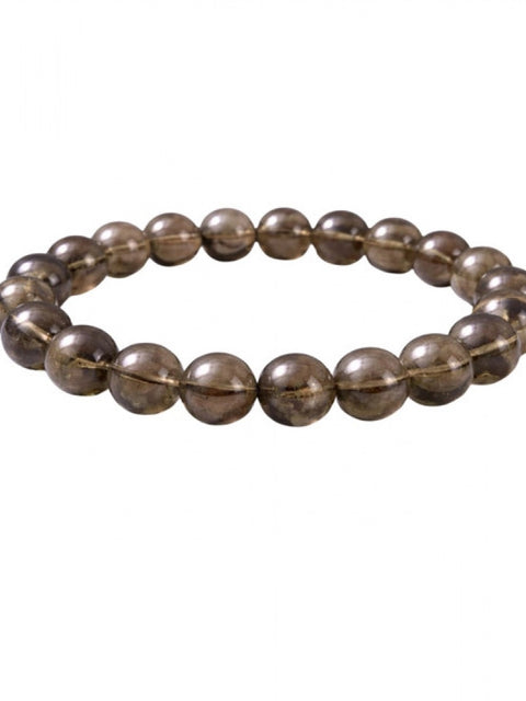 Natural Crystal 8mm Smoky Quartz Bracelet  (Brown)