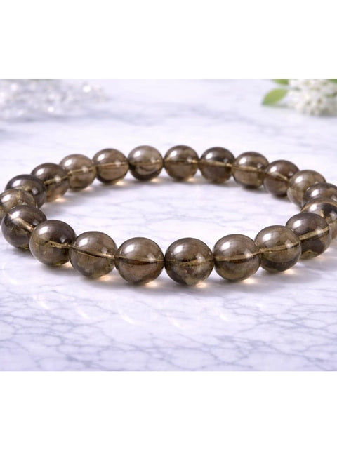 Natural Crystal 8mm Smoky Quartz Bracelet  (Brown)