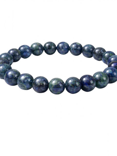 Natural Crystal 8mm Azurite Bracelet  (Dark Green)