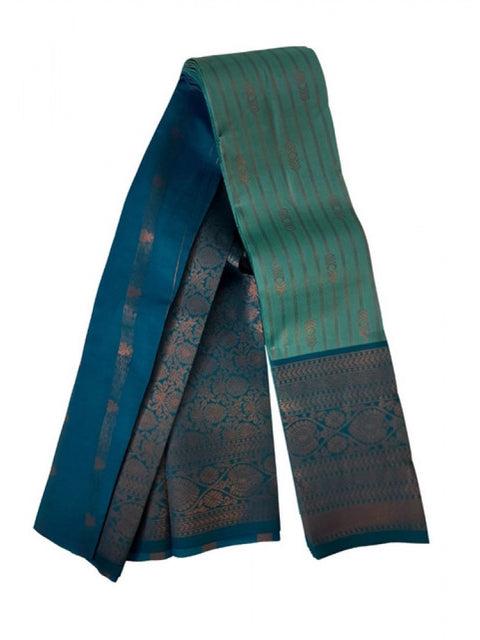 Women's Soft Silk Wooven Saree With Unstitched Blouse 5.5Mtr (Dark Pista)