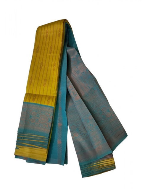 Women's Soft Silk Wooven Saree With Unstitched Blouse 5.5Mtr (Musterd Yellow)
