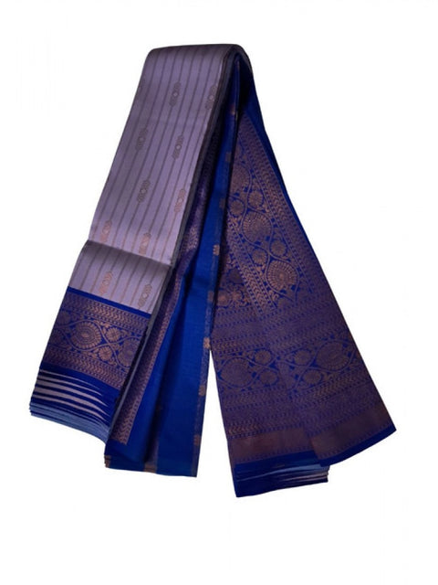 Women's Soft Silk Wooven Saree With Unstitched Blouse 5.5Mtr (Dark Lavender)