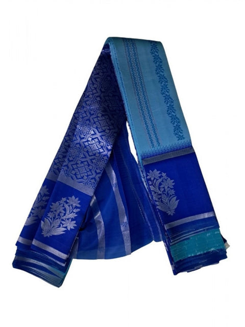 Women's Soft Silk Wooven Saree With Unstitched Blouse 5.5Mtr (Royal Blue)
