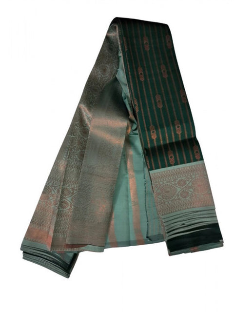 Women's Soft Silk Wooven Saree With Unstitched Blouse 5.5Mtr (Green)