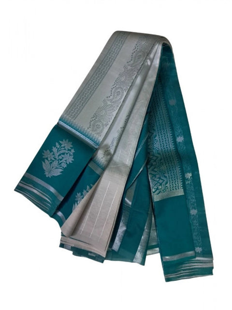 Women's Soft Silk Wooven Saree With Unstitched Blouse 5.5Mtr (Silver)