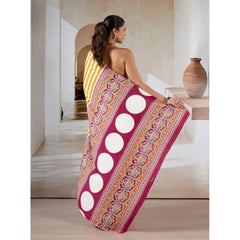 Generic Women's Satin Crepe Printed Saree With Unstitched Blouse 5.5Mtr (Mustard)