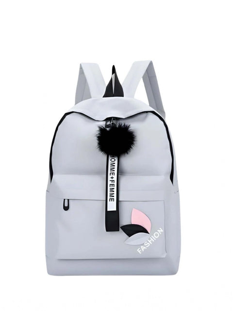 Generic Unisex PU Leather Solid Medium Zipper Backpack (Grey)