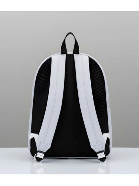Generic Unisex PU Leather Solid Medium Zipper Backpack (Grey)
