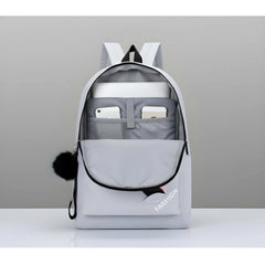 Generic Unisex PU Leather Solid Medium Zipper Backpack (Grey)