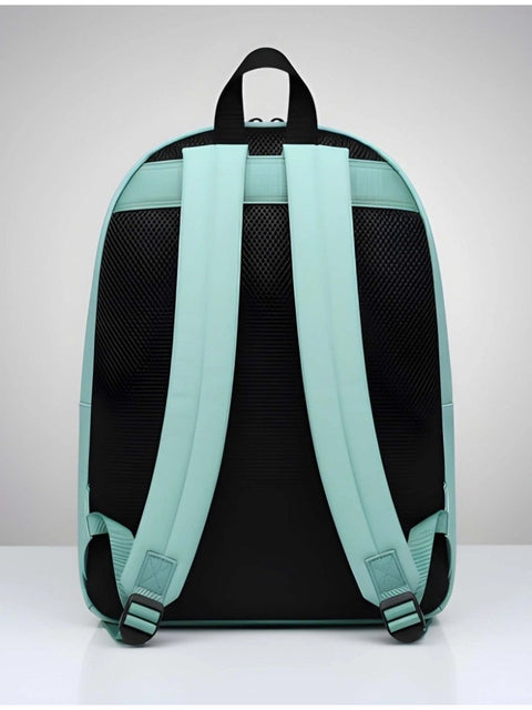 Generic Unisex PU Leather Solid Medium Zipper Backpack (Green)